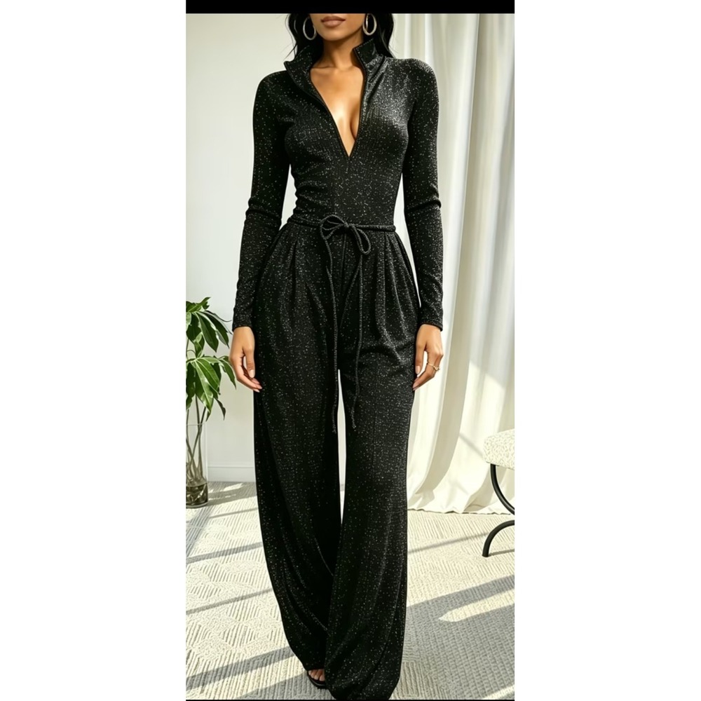 Women's Fashion V-neck long sleeve Cocktail Jumpsuit Long Sleeve size Medium